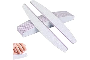 Kafeiya 10 Pezzi Lime per Unghie,Lima per Unghie 100/180 a Doppia Faccia lavabile,Professionale Mezza luna Bilaterale Strumenti per la Cura Degli Unghie,per Uso Domestico e Salone,Grigio