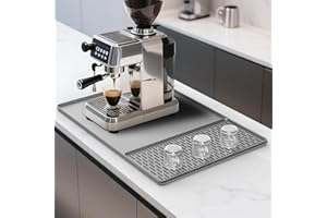 ZICRO Tappetino Caffe 2-In-1,Tappetino in Silicone per Caffè con Bordo Rialzato e Vassoio Separabile,design pieghevole e drenabile,per macchine da espresso, Scolapiatti (Gray)