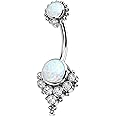 CM Crareesi Mania Titanium Belly Bars G23 Soild Titanium Belly Button Piercing Jewelry Clear CZ Navel Bars 14G Internally Threaded Belly Rings Barbells for Women
