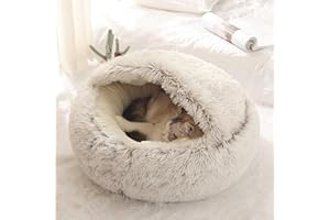 Xpnit Panier pour Chat Moelleux Anti Stress Extra Doux Lit Apaisant pour Chien Canapé XL Confortable Lavable Maison, Coussin,Antidérapant (40cm,Marron)