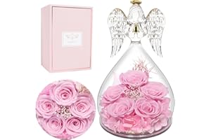 MIOFULA Rosa Eterna Regalo Navidad Mama, Flores Preservadas Regalos Originales para Mujer, Rosa Preservada Angel Regalo Aniversario Boda, Flower Regalos Navidad San Valentin Dia de la Madre Abuela Madre Novia