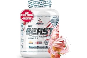 AS American Suplement | Le Beast Mass Gainer | 2 kg | Contient de la creatine monohydrate | Aide à la prise de poids | Complément alimentaire pour grossir | Fraise