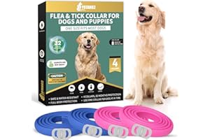 YOTANGO Collare Antipulci per Cani, Collare Antipulci e Zecche per Cani, Durata 32 Mesi, Morbido, Confortevole, Impermeabile (Blu&Rosa)