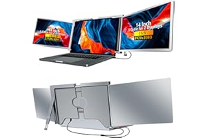 Docooler Monitor przenośny potrójny laptop 35.6 cm Full HD 1080p IPS, 1 kabel do 3 monitorów, kompatybilny z 13,3''-17,3''MacOS Windows Android