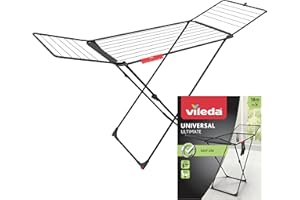 Vileda Universal Ultimate Stendibiancheria a Cavalletto | Facile da usare | Apertura rapida |18 metri di spazio di stenditura | Supporto extra per piccoli capi | Facile da muovere grazie alle ruote