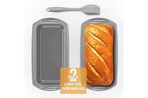 Ankway Stampo in silicone per pane rettangolare con raschietto per pasta, set di 2 stampi antiaderenti in silicone per torte e pane, 28 x 14,3 x 6,3 cm, grigio