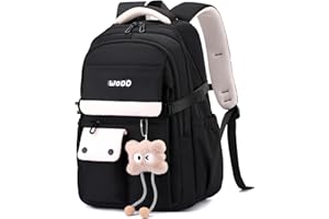 SUNYBLIS School Bags For Girls,Aesthetic Back to School Backpack Cute Preppy with Pendant Ladies Rucksack Women Lightweight Waterproof Travel Back Pack for Teenage Primary Secondary School Girls Boys
