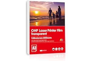 Inkuway OHP 50 Feuilles A3 Papier Transparente Imprimable Laser Film