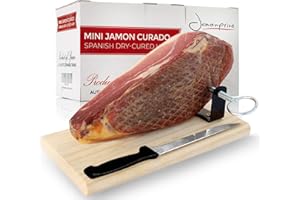 Jambon Serrano Cru Désossé Duroc Reserva (Jamon Serrano) 1 Kg Mini + Support à Jambon + Couteau - Jamonprive