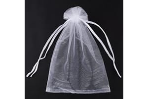 CLTPY Organza Bags 16 x 22 cm Pack of 100 White Protective Bags Jewellery Bags with Drawstring Bags Gift Bags Party Bags Gift Bags for Wedding Favour Party Christmas