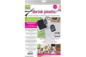 Vaessen Creative Termokurczliwe tworzywo sztuczne, przezroczyste, 4 arkusze, 21 x 30 cm, zabawne projekty artystyczne i rzemieślnicze dla wszystkich grup wiekowych