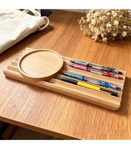 Anaan Puzzle Organiseur De Bureau En Bois - Lot De 4 Pièces Porte-Stylo, Rangement Et Support Téléphone