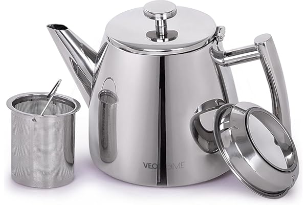 Theière inox avec infuseur 1L - Garde la chaleur grâce à sa double paroi