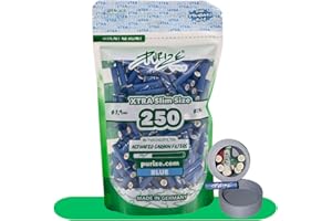 Puraflora Traveldose x Aktivkohlefilter 6mm 250Stück Xtra Slim Size Aktivkohlefilter x aktivkohlefilter slim (Blue)
