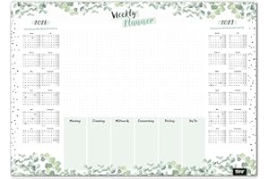 ‎TIMR Timr Schreibtischunterlage mit 2 Jahres-Kalender 2026-2027 I DIN A3 I aus Papier zum Abreißen I Eukalyptus I Kalendarium I Organizer I tr383