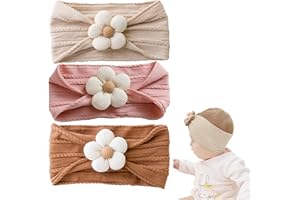 SMTELEGANCE 3 Stuck Stirnband Baby Madchen Haarband Baby Baby Haarband Baby Elastisches Schleifen Stirnband Weich Und Elastisch Geeignetfr Baby Madchen Braun Beige Koreanisches Rosa Mit Beigen Blüten