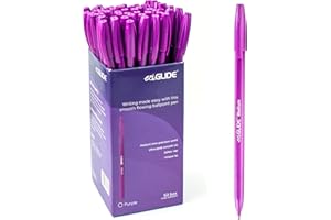 Eziglide Ballpoint Purple Pen, Pack of 50 Ball point Pens, Smooth Writing - Medium Point (1.0mm) Purple coloured pens multipack, Purple Pens for School, Work, Home stationery