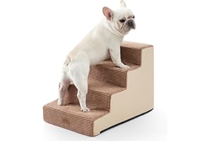 COZY KISS Wide Dog Stairs for Small Dogs, Pet Steps for Bed Sofa Car, Non-Slip Dog Stair for Old Cats, Puppy, Small Medium Dogs (Light Brown, 60x45x45cm, 4)