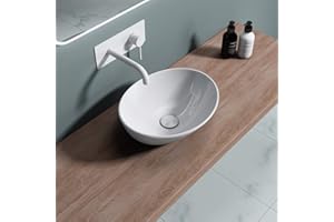 DB DUROVIN BATHROOMS Durovin Bathrooms Ceramic Bathroom Basin - Countertop Sink Vessel - Oval Washing Bowl Sloping Wall (410 x 330 x 140mm)