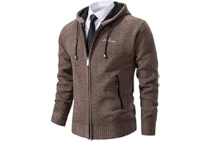 SHUANGHAO Homme Automne Hiver Pull Hoodie Sweater Chandail à Capuche Hoodie Veste en Maille Gilet Polaires Polaires Doublé Chandail Tricot à Capuche Cardigan Homme