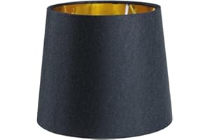 Sinta 7" Lamp Shade Modern Tapered Replacement Black Fabric Simple Style Light Shade with Gold Lining for E27/E14 Table Lamp/Wall Lamp