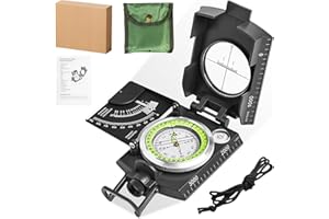 Bussola Militare BORDEAG, Professionale con Inclinometro, Navigazione con Design Fluorescente, Impermeabile, Pieghevole, Portatile, a Prova di Vibrazione