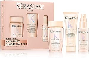 Kérastase Gloss Absolu Trio Discovery Set, containing travel sized Shampoo, Conditioner and Heat Protectant Spray, Anti-Frizz, Hydrating, Gloss-Enhancing for all hair types