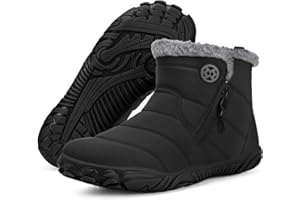 SISTTKE Barefoot Botas Hombre Mujer Invierno Cálido Minimalista Cómodas Forrados Botines de Nieve Caliente Zapatos Fur Forro Aire Libre Boots