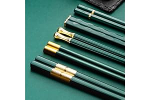 LONELY HIGH HEELS Pałeczki z włókna szklanego wielokrotnego użytku, 5 par wielu stylowych pałeczek zestaw chińskich japońskich pałeczek do krojenia wielopak fantazyjne pałeczki antypoślizgowa konstrukcja nadaje się do mycia w zmywarce do naczyń azjatyckich sushi (zielone)