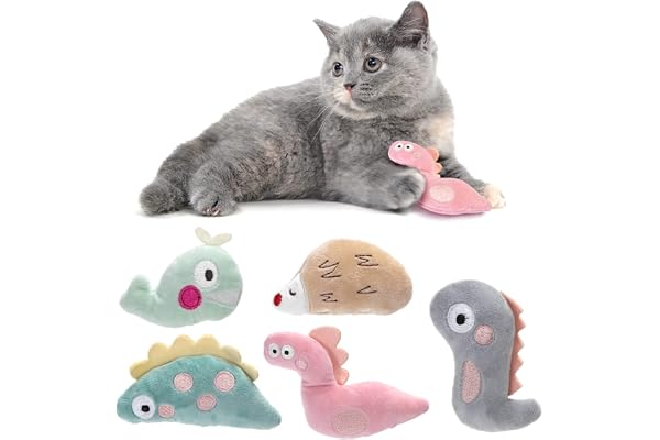 Nobleza - Lot de 5 Jouets en Peluche à l'herbe à Chat pour Chats, Jeu Interactif pour Réduire Le Stress, Stimuler l'Instinct Naturel et Favoriser la Santé Dentaire