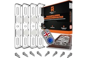 GENMAG® Number Plate Holder Frameless | Car License Plate Holder Frameless | Car Registration Plate Holder | License Plate Clips Bracket Frame | Velcro | Car License Registration Number Plate Holder