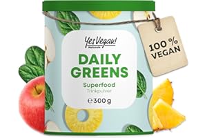 ‎YES VEGAN! Daily Greens Superfood Pulver (300 Gramm) Alternative zu Athletic Greens I Vitaminen, Mineralstoffen, vegan Protein und Ballaststoffen I Smoothie Pulver