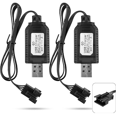 2 Pezzi 7.4V USB Caricabatterie Cavo RC Universale con Connettore SM-4P Plug per 2S 7.4V LiPo Batteria Compatibile con Auto RC Barca Drone Aerei RC e Altri Giocattoli telecomandati LED Indicatore