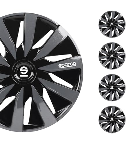 Wieldoppen set SPARCO PALERMO zilver-zwart 14 inch