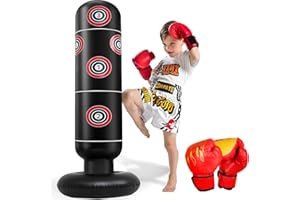 FOYOCER Boxsack Kinder mit Boxhandschuhen 160 cm Aufblasbarer Boxsack für Kinder von 3–12 Jahren Trainingsspielzeug zum Spielen zu Hause Geschenk für Jungen und Mädchen BPA-frei 2024 Neu