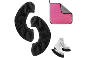 JSTHHTT 1 Paires Couvre Lames de Patins à Glace, Protège Lame pour Chaussures de Patinage, Protege Lame Patin à Glace, Protection de Lame de Glace avec Serviette, pour Jeunes et Adultes (Noir)