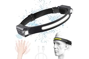 Forhome Czujnik 230° ładowalna lampa czołowa LED, lampa czołowa LED COB & XPE super jasna 600 lumenów 5 trybów oświetlenia, światło IPX4 Led przednie światła LED Lenser do biegania, wędkowania na