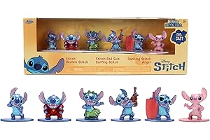 Jada - Stitch 4 cms Giftpack - Coffret de 6 Figurines en Métal - 1 Angel et 5 Stitch - sous Licence Officielle - A Partir de 3 Ans