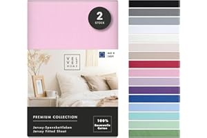 ‎VEL VET HOME VelvetHome Doppelpack Spannbettlaken 90x200cm | 100% gekämmte Baumwolle 165gsm | 2er Set Bettlaken 90x200 bis 25 cm Matratzenhöhe | Jersey | Premium Qualität | Rosa | 90 x 200 +30