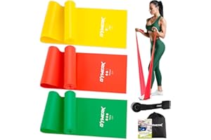 GYMERK Fitnessbänder 3er-Set, 1.8m Gymnastikband mit 3 Widerstandsstufen, Fitnessband mit Türanker Tragetasche und Übungsanleitung, ideal für Yoga, Pilates, Krafttraining