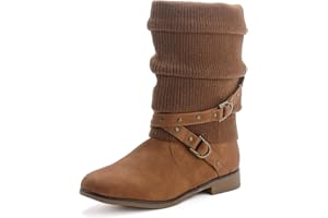 Pogolino Damen Stiefeletten Strick flach Stiefel gefüttert Boots