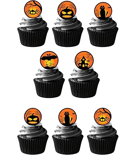 Halloween Cupcake Toppers Set - 12 Stück Glitzernde Kuchen Deko Für Halloween Party