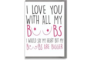 CHEEKY CHOPS Funny Birthday Valentines Anniversary Card - I Love You with All My Boobs - C198