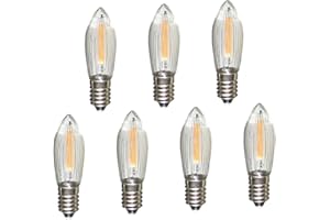 ERZGEBIRGSLICHT GLÜCK AUF Erzgebirgslicht - AUSWAHL - 7 Stück LED Filament Topkerze 34 V 0,2 W für INNEN, für 7 Brennstellen E10 Riffelkerze Ersatzbirne Glühbirne Glühlämpchen für Lichterketten Pyramide Schwibbogen