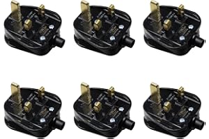 KC CABLE 13A fused plug, 3 Pin Plug 13 Amp Fused Mains Plugs UK Plug with Cord Grip Rewireable Heavy Duty Electrical Plug Durable for Home, Office Electrical Appliances and Devices (Black 6 pack)