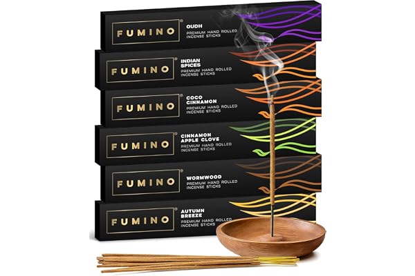 Rökelsestickor Fumino Fresh Handgjord Multipack Fireside & Frost Bundle 6 askar 84 st (90 g) – Masala Agarbatti joss-doft för avslappning och meditation, heminredning