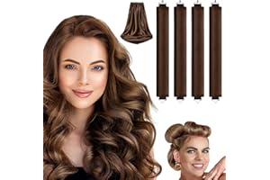LOPHE Rizador de Pelo Sin Calor, 4Pcs Rizador Pelo Sin Calor de Goma, Rizos Sin Daños Térmicos, Rizos Cabello Ondas con Gancho, Persona Perezosa Herramientas para Rizar para Cabello Largo Medio Corto