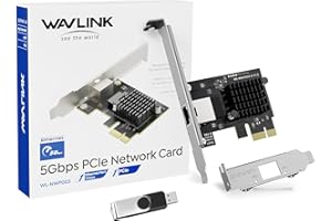 WAVLINK 5G Base-T PCIe Network Card, 5000/2500/1000Mbps PCI Express Ethernet Adapter with RTL8126, 5G NIC for Windows 11/10/8/8.1/7 & Linux with Low Profile Bracket