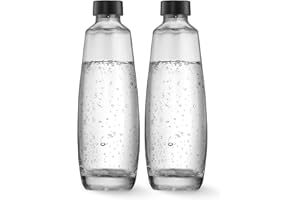 SodaStream Botellas de vidrio Bipack de 1 litro compatibles con el carbonatador Duo de 2 x 1 l, negras, 10 x 19,5 x 29
