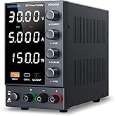 Lab Power Supply Adjustable 30V 5A, Variable DC Power Supply with USB-A/Type-c Fast Charging Port, High Accuracy 4-LED Displa
